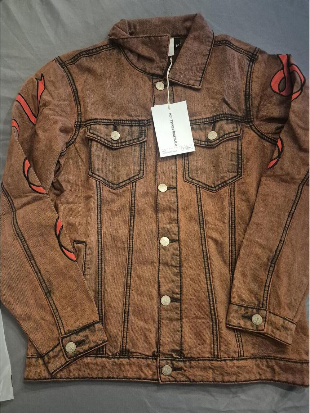 Asaali Red Denim Jacket Size Medium